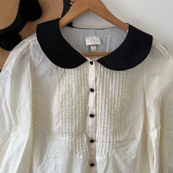 Erin Fetherston x Target Cream Cotton Blouse Peter Pan Collar Twee Y2K - Picture 11 of 14